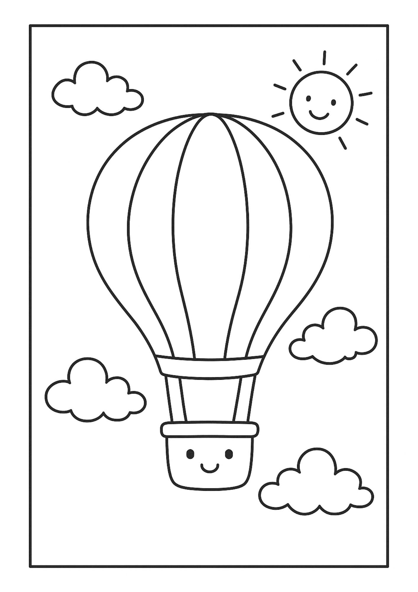 Uçan Balon Boyama Sayfası – Ücretsiz PDF İndir, Hayal Gücünü Gökyüzüne Taşı!