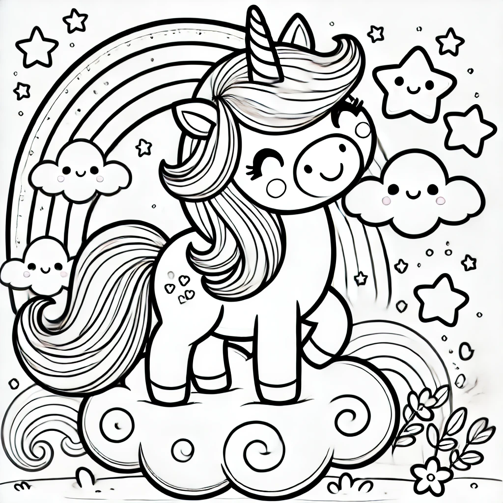 Unicorn Boyama Sayfası – Ücretsiz PDF İndir, Renklerle Büyülü Bir Masala Yolculuk