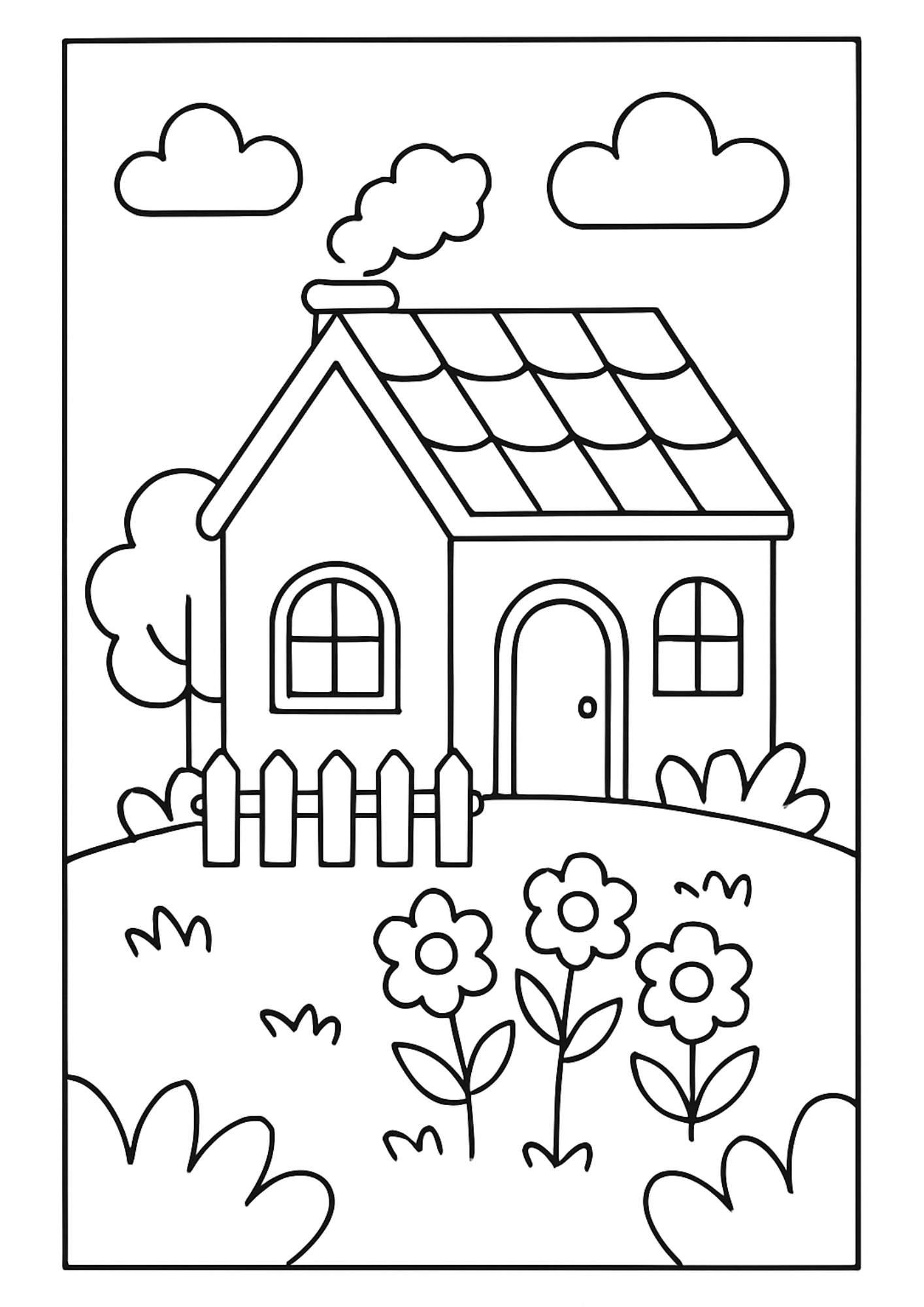 Ev Boyama Sayfaları – Ücretsiz PDF İndir, Sade ve Sevimli Ev Çizimleri