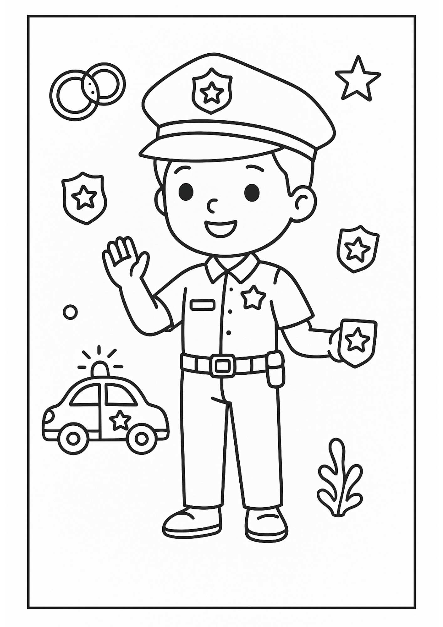 Polis Çocuk Boyama Sayfası – Ücretsiz PDF İndir, Minik Kahramanlar Görev Başında!