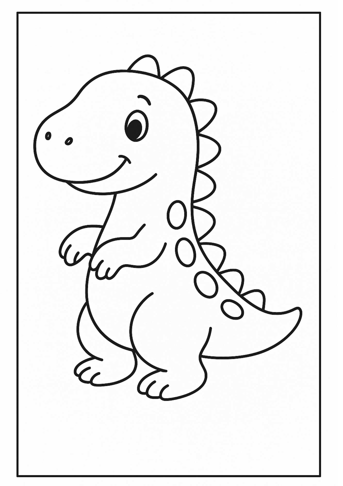 Sevimli Minik Dinozor Boyama Sayfası – Ücretsiz PDF İndir, Renkli Macera Başlasın!