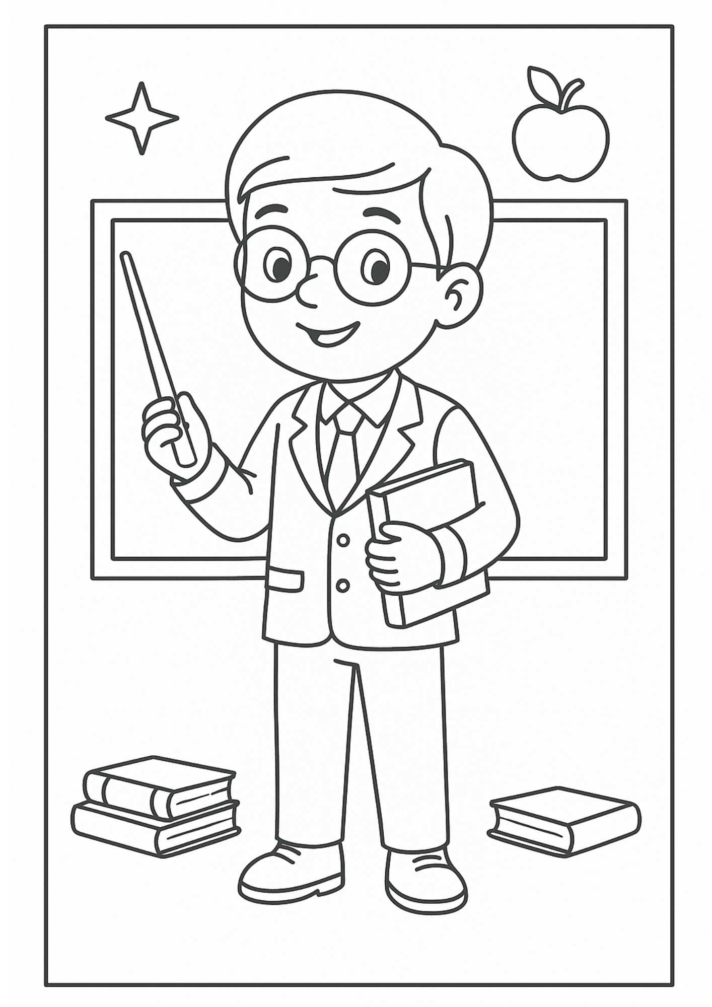 Öğretmen Çocuk Boyama Sayfası – Ücretsiz PDF İndir, Minik Öğretmenler Derste!