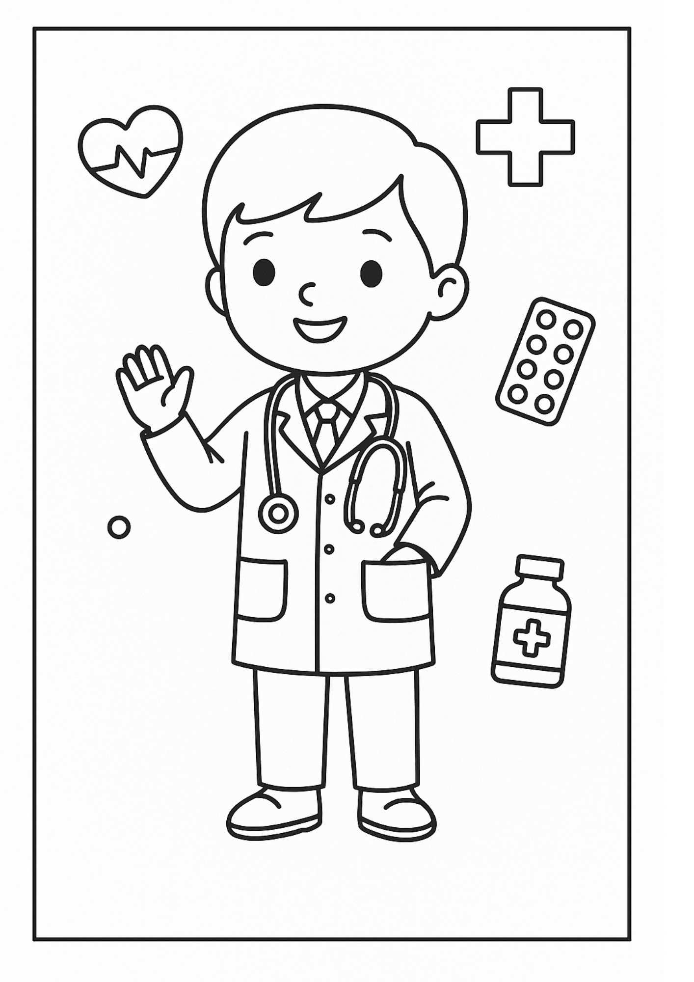 Doktor Çocuk Boyama Sayfası – Ücretsiz PDF İndir, Minik Hekimleri Renklerle Tanıt!