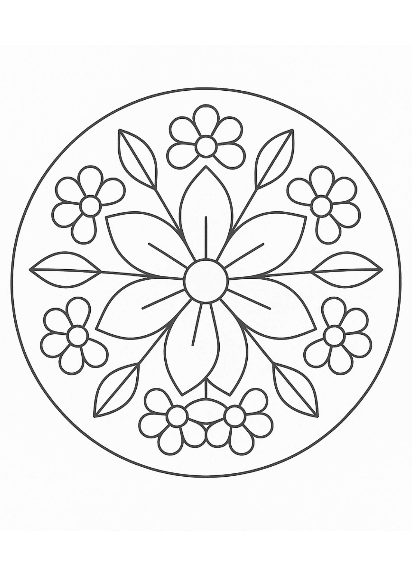 Kolay Çiçek Desenli Mandala Boyama Sayfası – Ücretsiz PDF ile Eğlenceli Renkli Anlar!