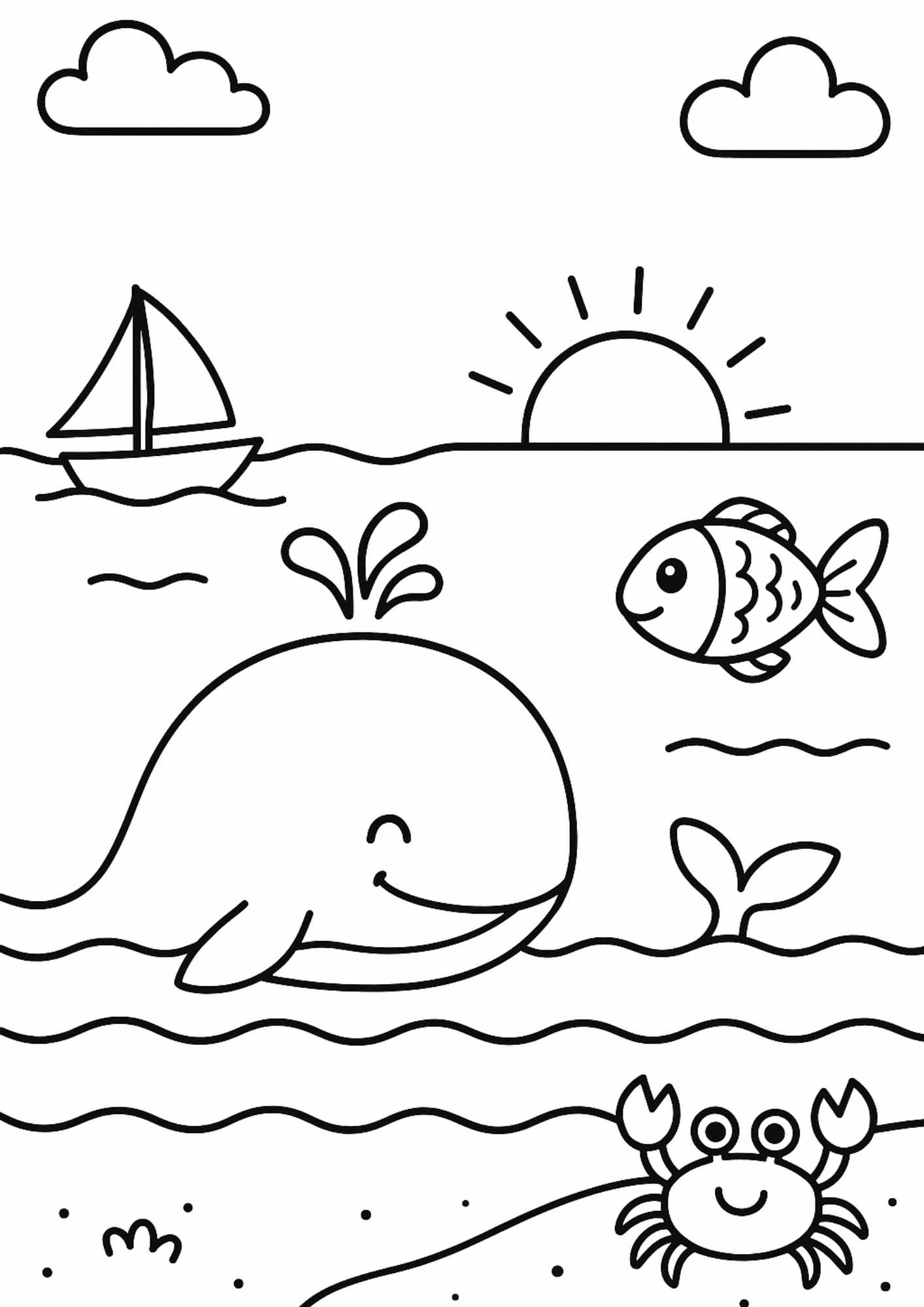 Deniz Yaşamı Boyama Sayfası – Ücretsiz PDF ile Su Altı Dünyasını Renklendir!