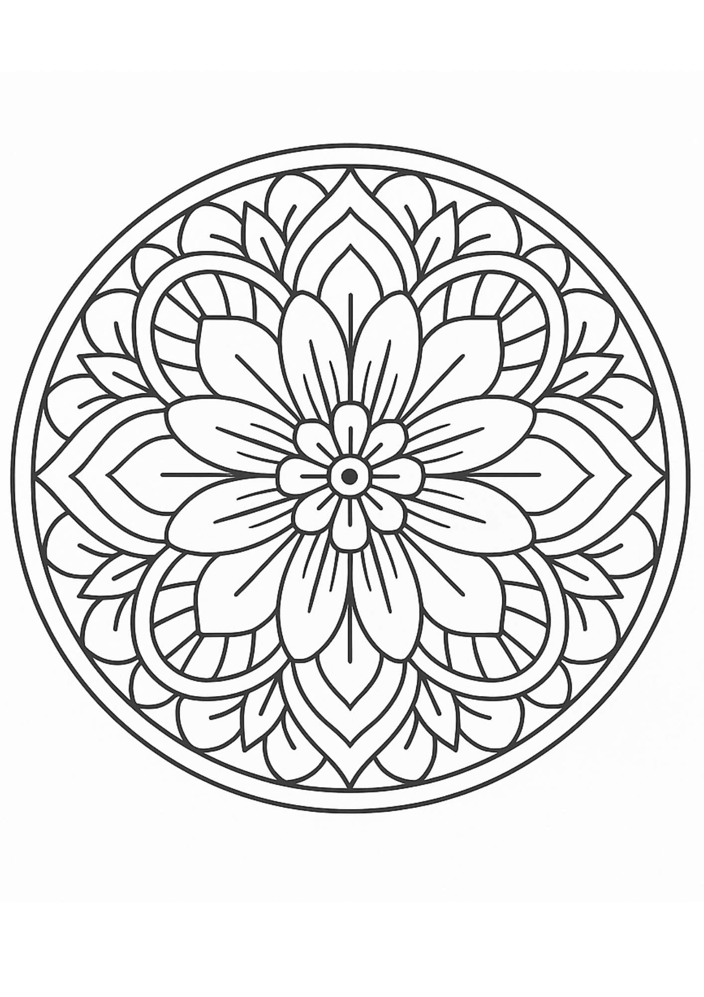 Çiçek Desenli Mandala Boyama Sayfası – Ücretsiz PDF İndir, Renklerle Doğayı Keşfet!