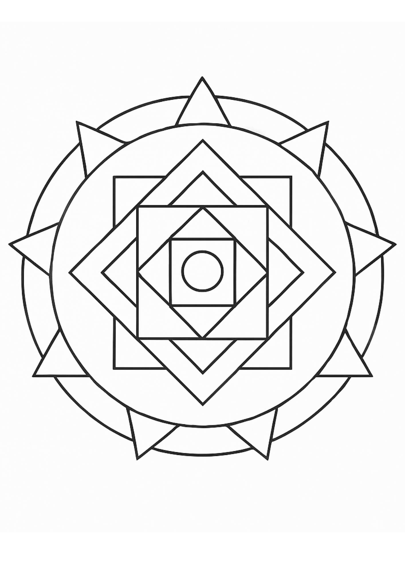 Geometrik Desen Mandala Boyama Sayfası – Ücretsiz PDF İndir, Denge ve Estetiği Renklerle Keşfet!